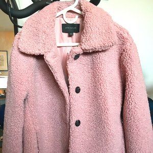 Ann Taylor Pink Short Teddy Coat